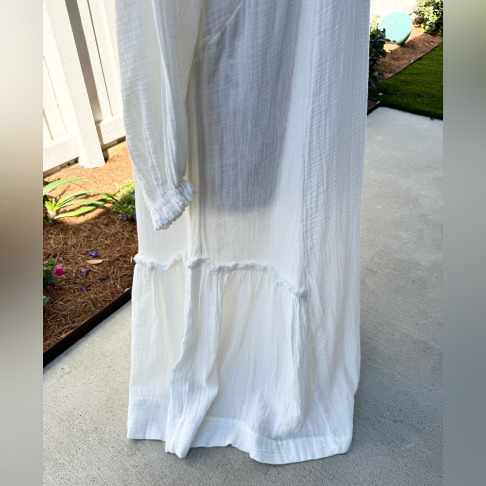 H & M White Gauze Maxi Dress L - Picture 9 of 16